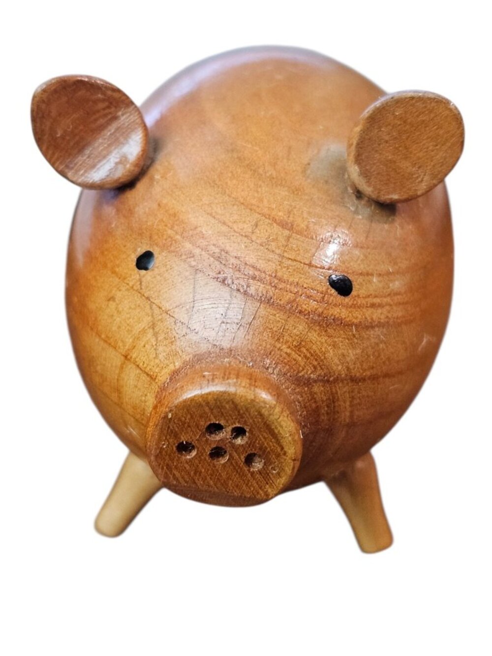 Vintage Wooden Salt & Pepper Shakers Danish Handmade Wood Pigs - Picture 3 of 7